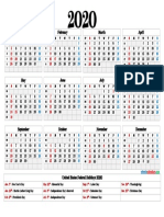 Free Printable 2020 Yearly Calendar With Holidays