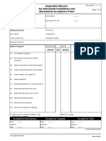Inspection Record For Instrument Installation and Mechanical Acceptance Form