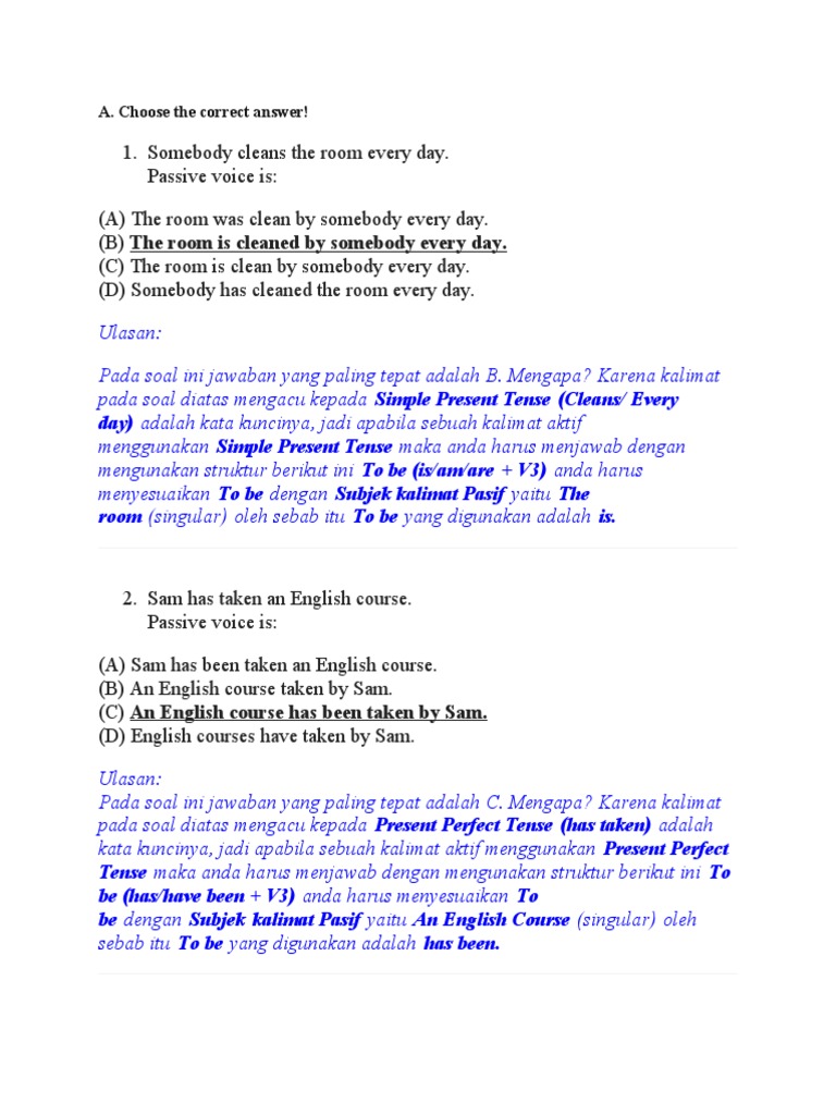 A Choose The Correct Answer Pdf