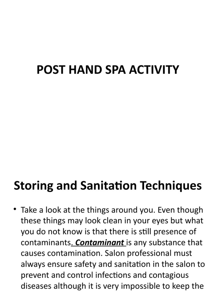 Post Hand Spa Sanitation Practices | PDF | Infection | Sterilization ...