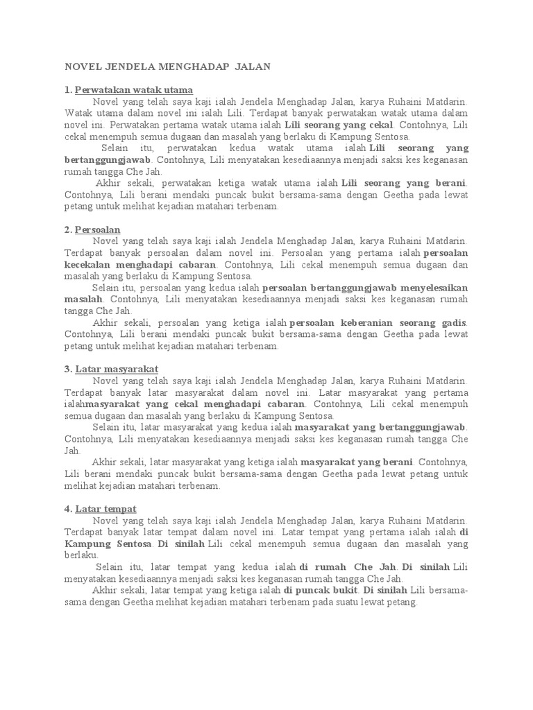 Novel Jendela Menghadap Jalan Pdf