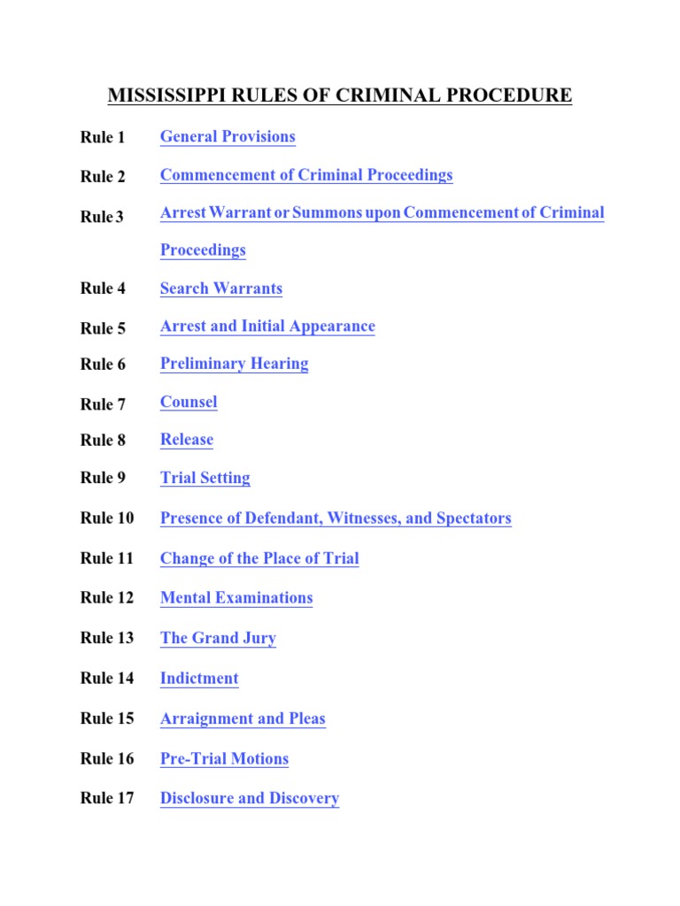 Mississippi Criminal Procedure Rules PDF Search And Seizure