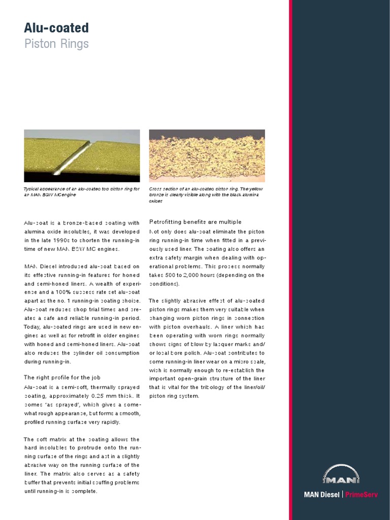 Alu Coated Piston Rings PDF PDF Piston Industrial Processes