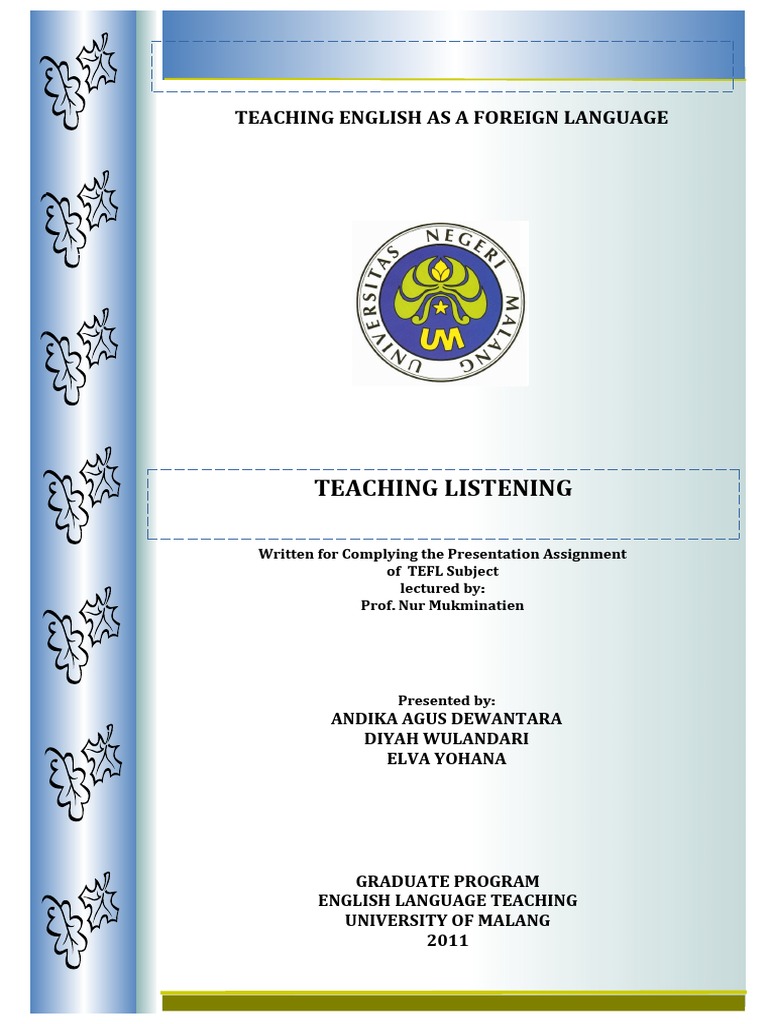 Teaching Listening in English Language Learning | PDF | Metacognition ...