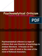 Psychoanalytical Criticism: Presented By: Rachel S.Orio/Neil Allain Jamisola