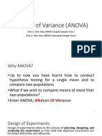 Analysis of Variance (ANOVA) : Part 1: One-Way ANOVA (Equal Sample Sizes) Part 2: One-Way ANOVA (Unequal Sample Sizes)