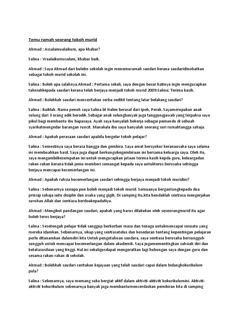 Temu Ramah Seorang Tokoh Murid Pdf