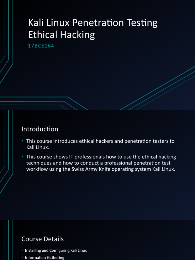 Kali Linux Penetration Testing Guide | PDF