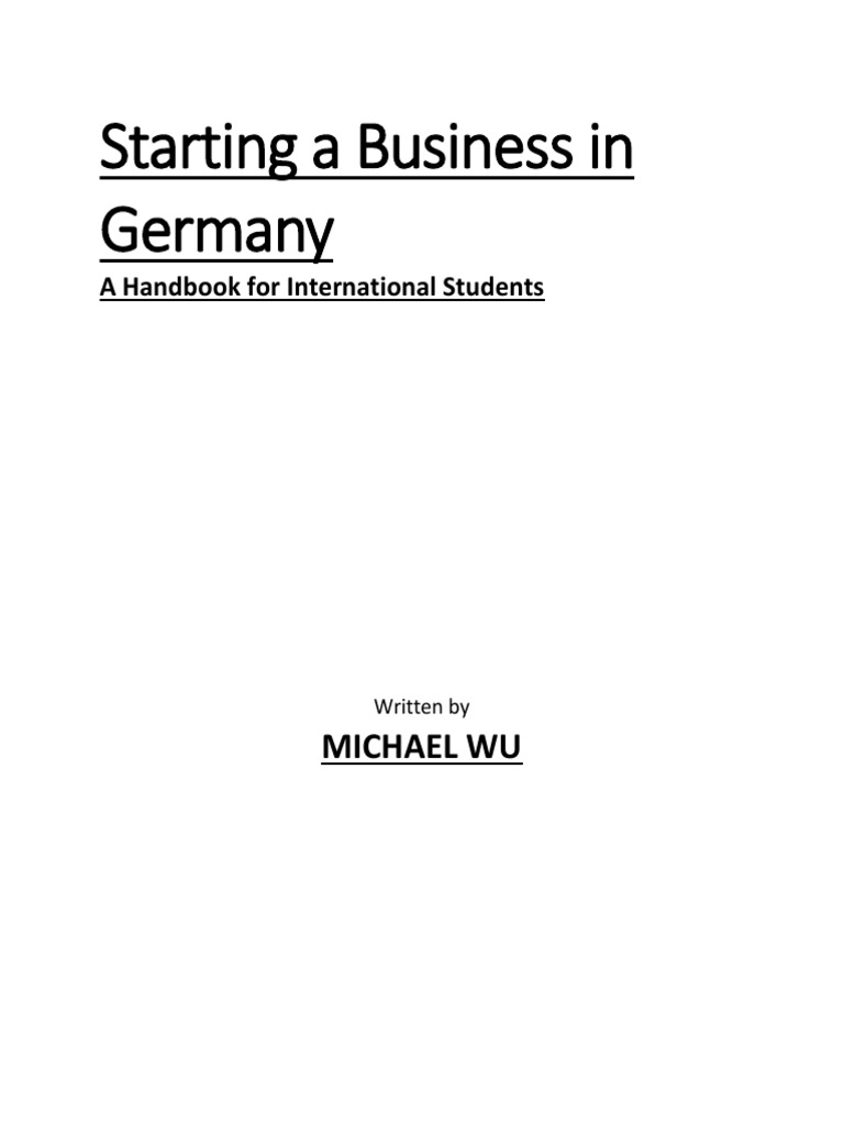 Starting A Business in Germany For International Students PDF West Germany Identity Document
