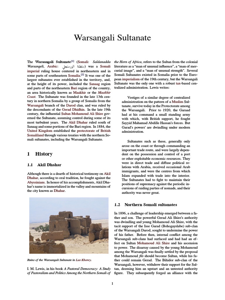 Warsangali Sultanate | Download Free PDF | Somalia | Horn Of Africa
