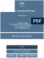 Major Literature Review: Workshop III