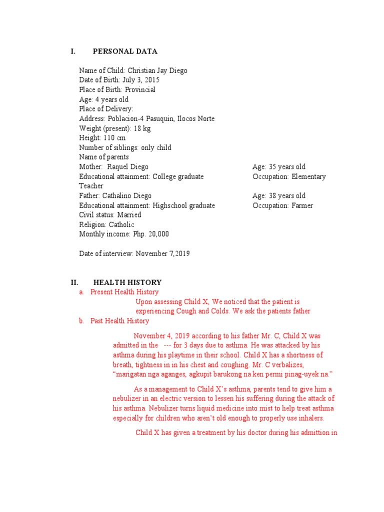 Growth And Development Case Study Grp1 Pdf Asthma Neck