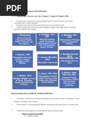 Nota 7 1 Penjajahan Dan Campur Tangan Kuasa Luar Pdf