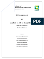 IMC Assignment On Analysis of Ads of Chosen Brand: Under The Guidance of