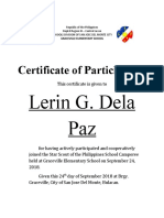 Certificate of Participation: Lerin G. Dela Paz