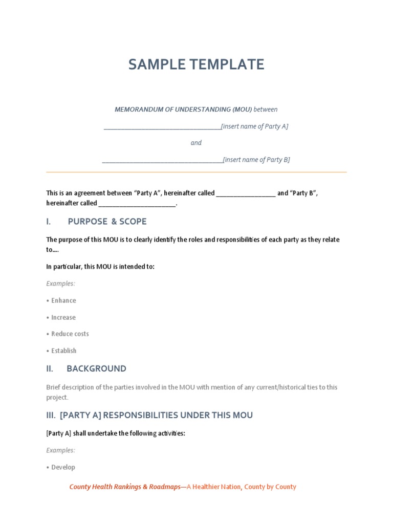 MOU Template for Party Agreements | PDF
