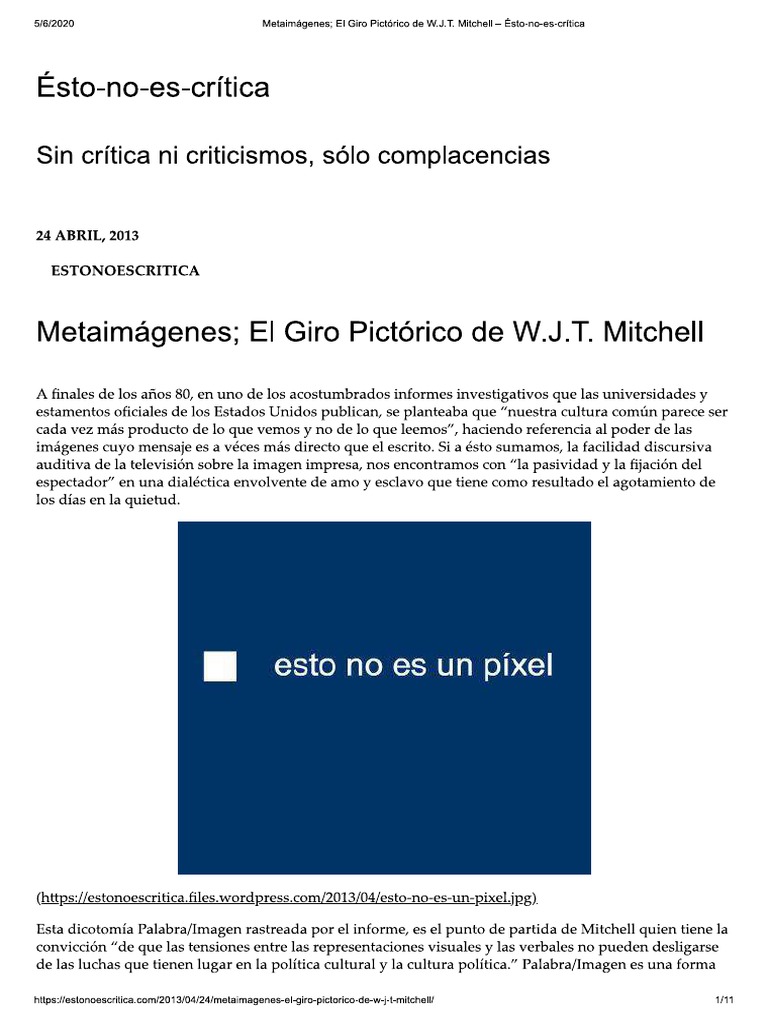 Mitchell - Reseña-Metaimágenes El Giro Pictórico de W.J.T. Mitchell ...