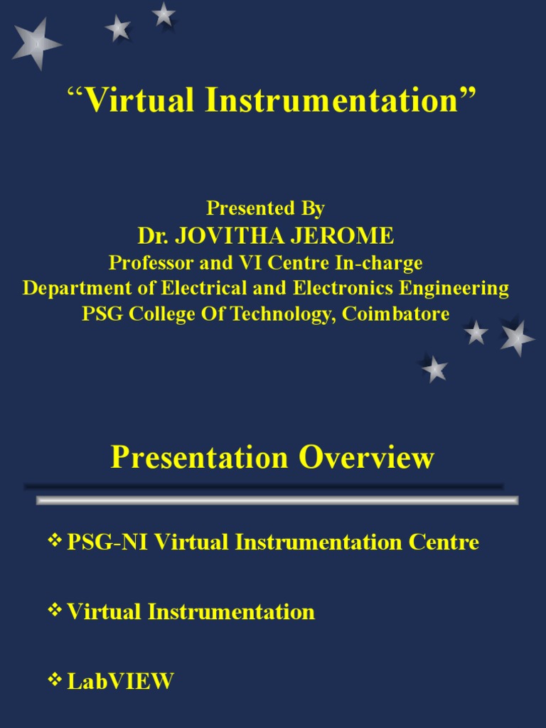 "Virtual Instrumentation" Dr. Jovitha Jerome PDF Instrumentation