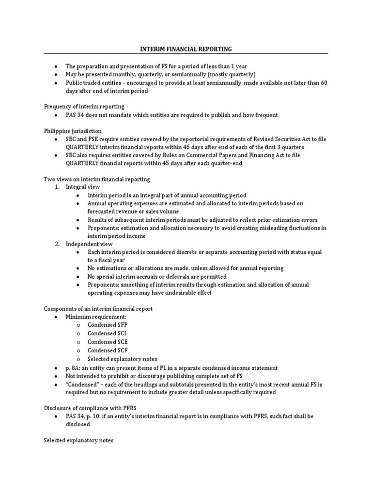 Interim Financial Reporting Guidelines | PDF | Financial Statement ...