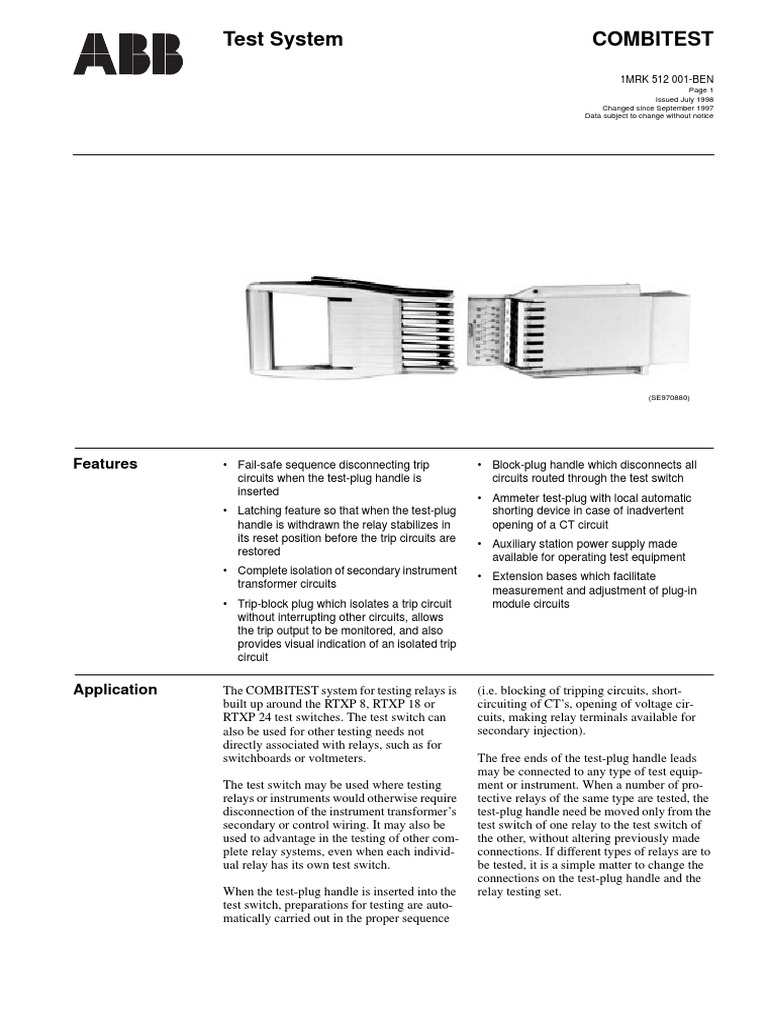 Test System Combitest: Features | PDF | Switch | Relay