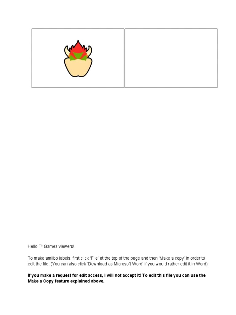 Amiibo Card Template | PDF