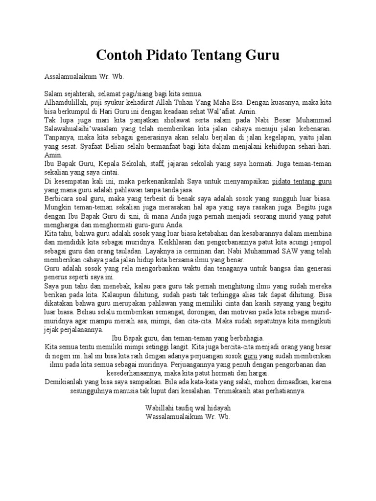 Contoh Pidato Tentang Guru  PDF