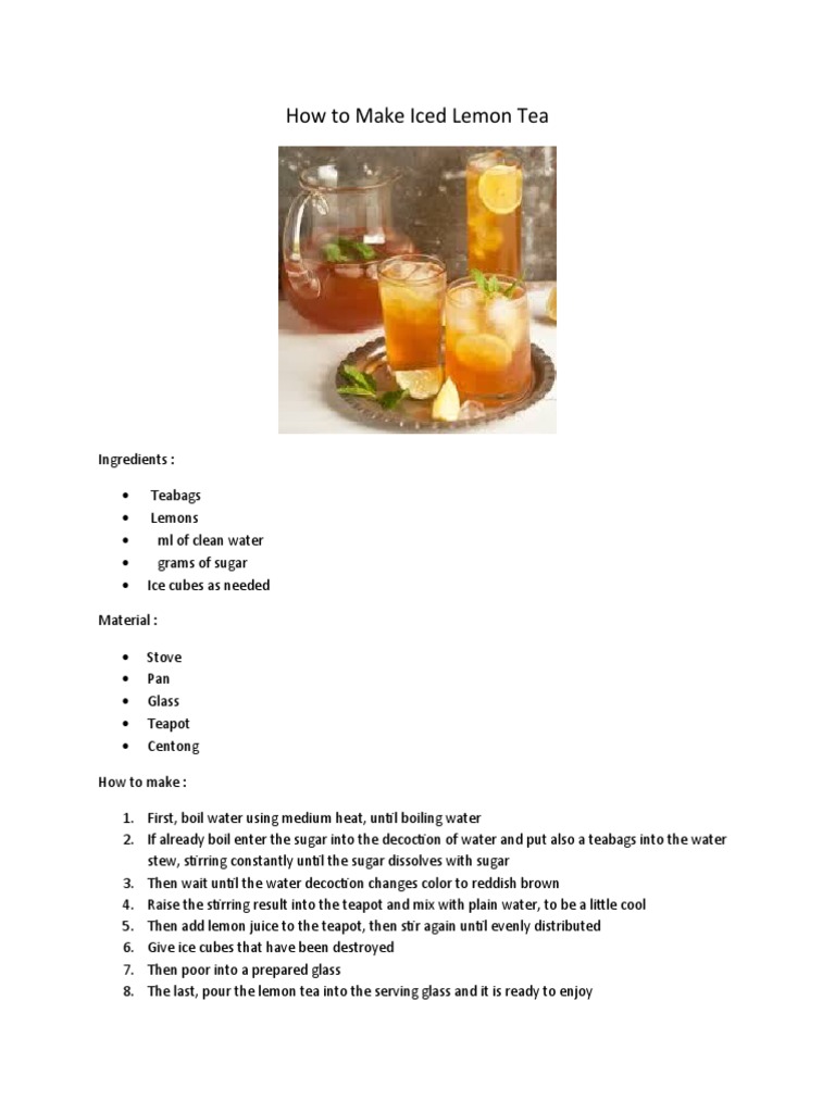 Iced Lemon Tea Preparation Guide | PDF | Lemon | Tea