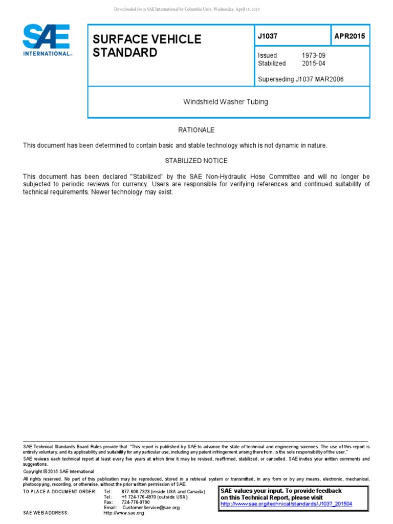 J1037 201504Windshield Washer Tubing PDF Pipe (Fluid Conveyance