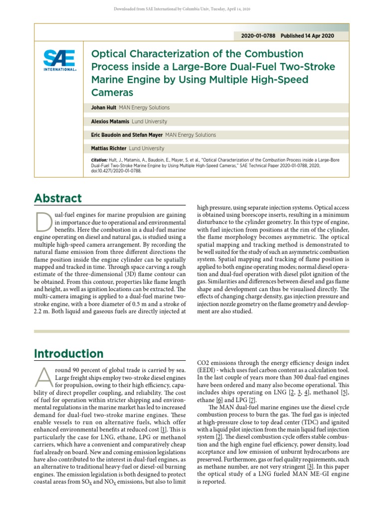 Optical Characterization of The Combustion Process Inside A Large-Bore ...