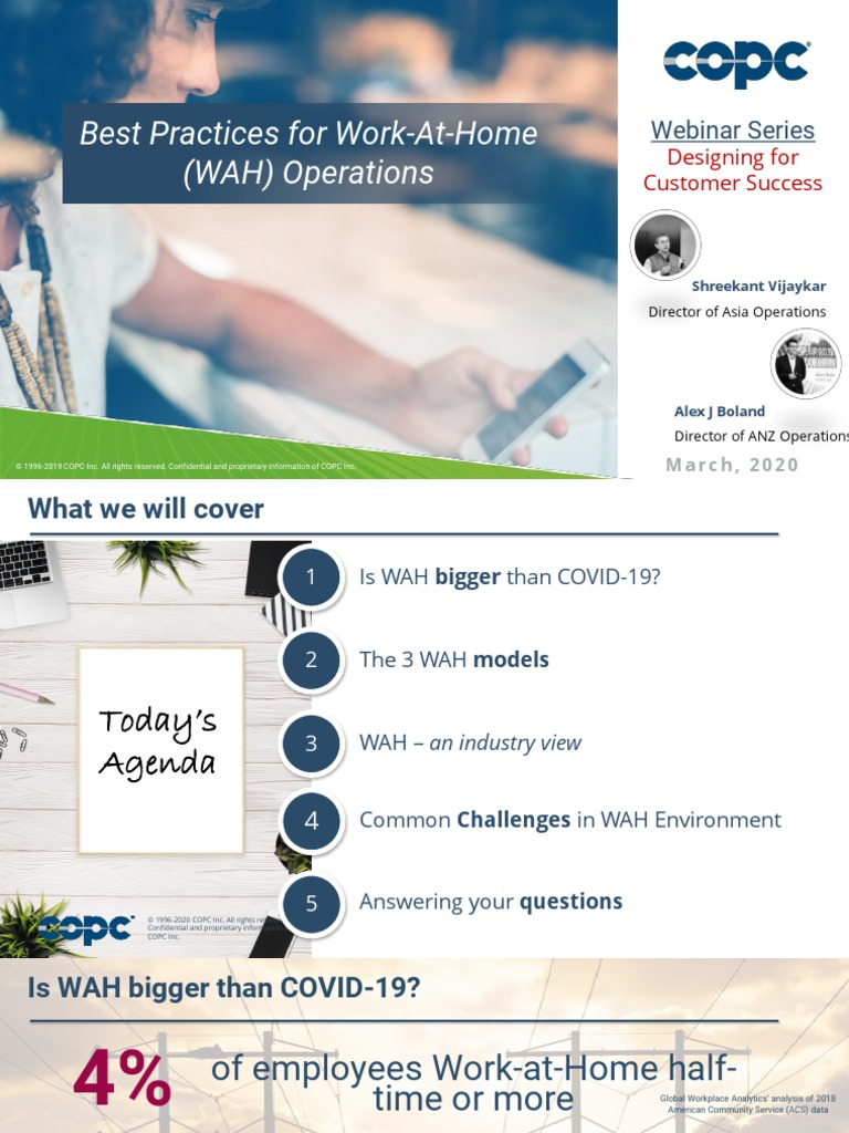 Best Practices For Work-At-Home (WAH) Operations: Webinar Series | PDF ...