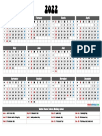 Printable 2022 Yearly Calendar With Holidays (KEE3)