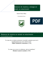 Balances de Materia y Energía en Estado No Estacionario