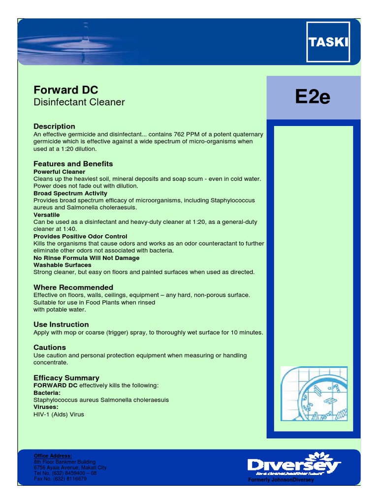 Forward DC Disinfectant Overview | PDF | Disinfectant | Chemical Substances