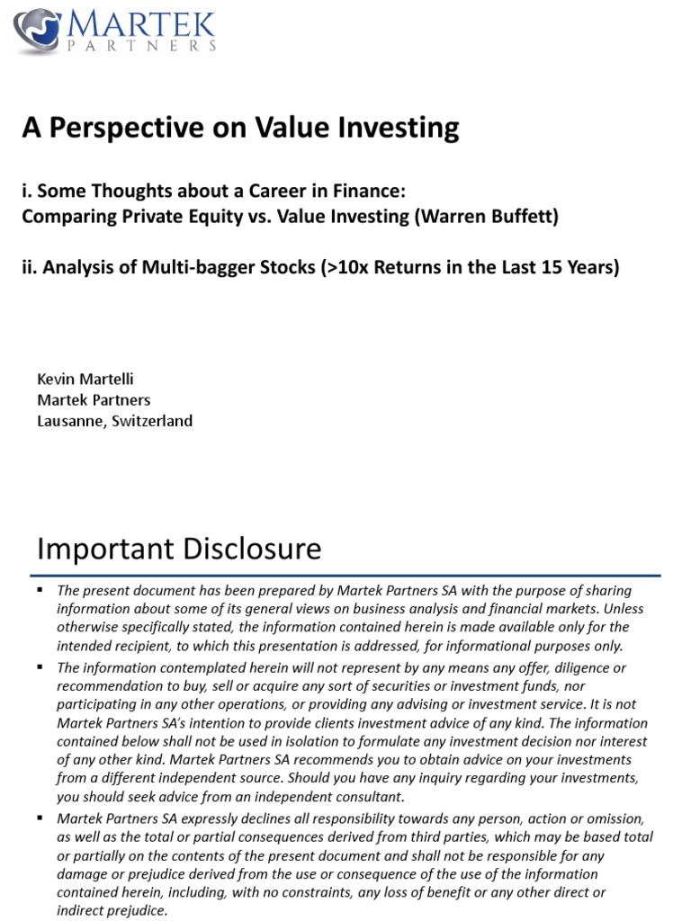 A Perspective On Value Investing | PDF | Value Investing | Investing