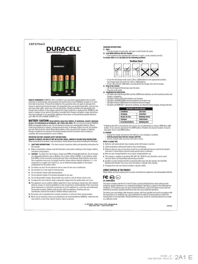 Duracell Charger EN | PDF | Rechargeable Battery | Battery Charger