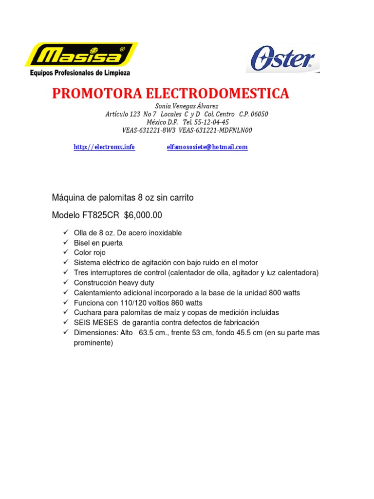 Promotora Electrodomestica 55 12 04 45 México D.F. — Maquina para