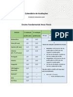 Calendario de Avaliações para o Site 1