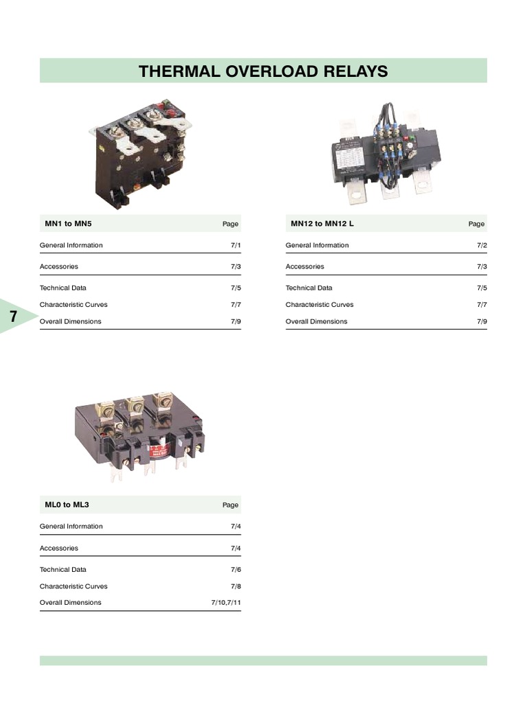 Thermal Overload Relays MN1 To MN5 MN12 To MN12 L PDF Mains