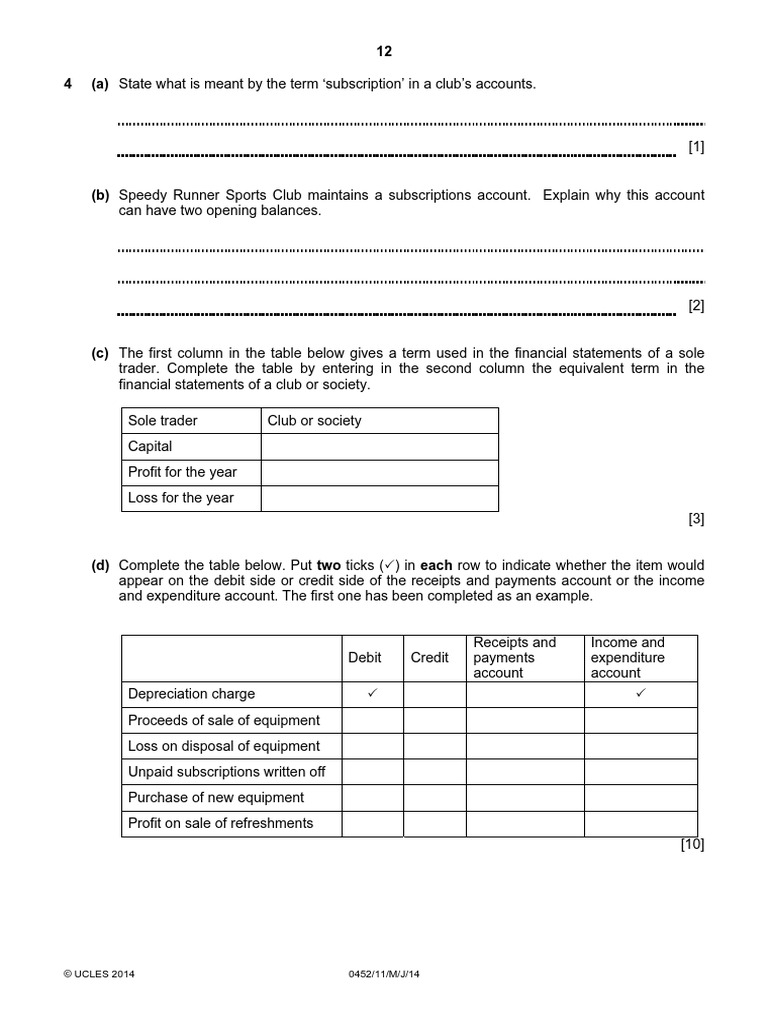 IGCSE Accounting 0452 - s14 - QP - 11 | PDF | Debits And Credits | Expense