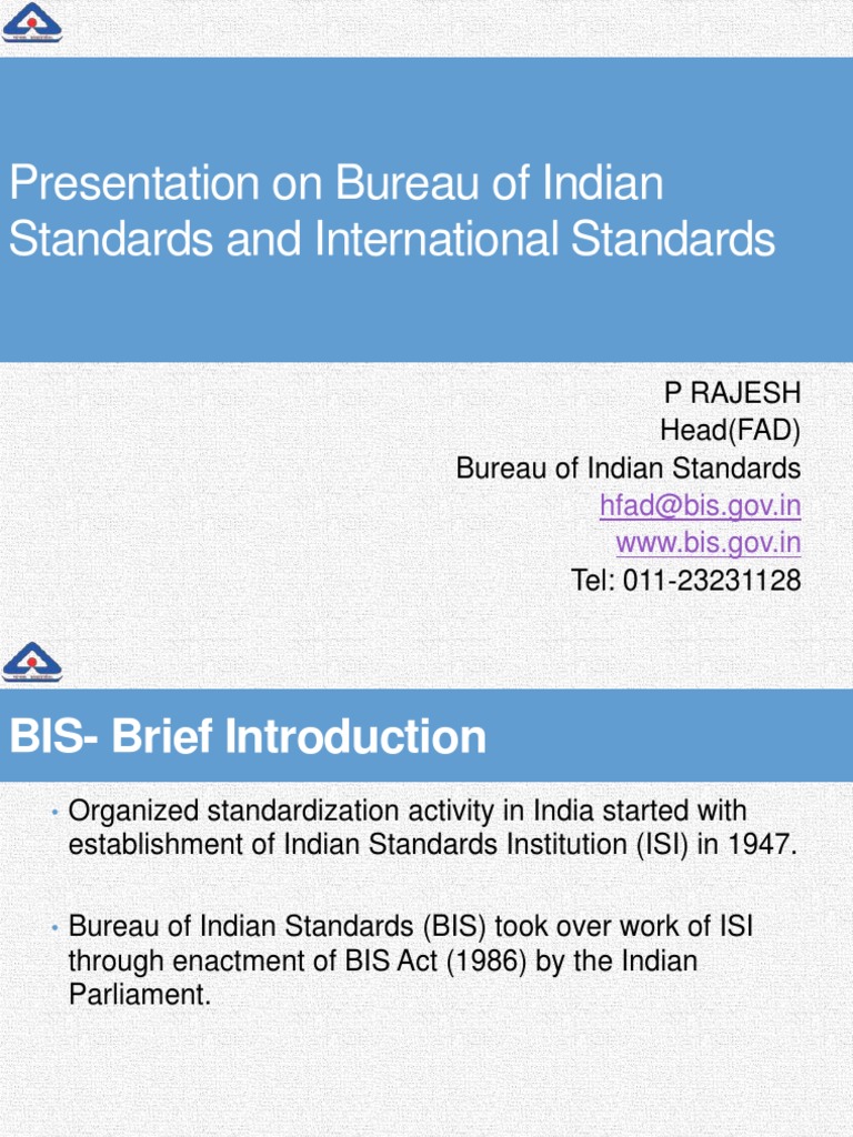 Overview of Bureau of Indian Standards | PDF | International ...