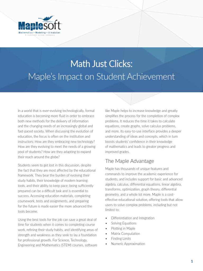 Math Just Clicks: Maple's Impact On Student Achievement | PDF ...