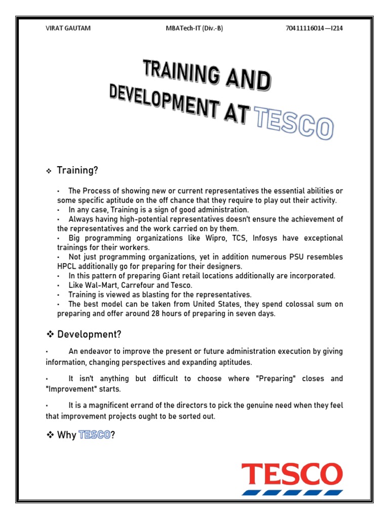 An Overview of Training and Development Practices at Tesco PDF