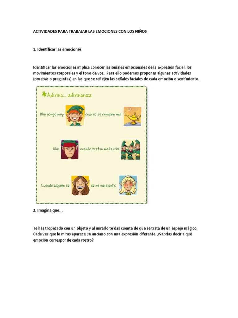 Actividades para Trabajar Las Emociones Con Los Niños | PDF