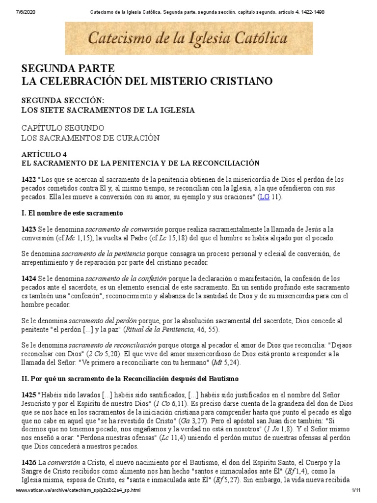 Catecismo de La Iglesia Católica, Segunda Parte, Segunda Sección ...