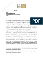 Carta de Lso Congresistas Al Presidente Duque