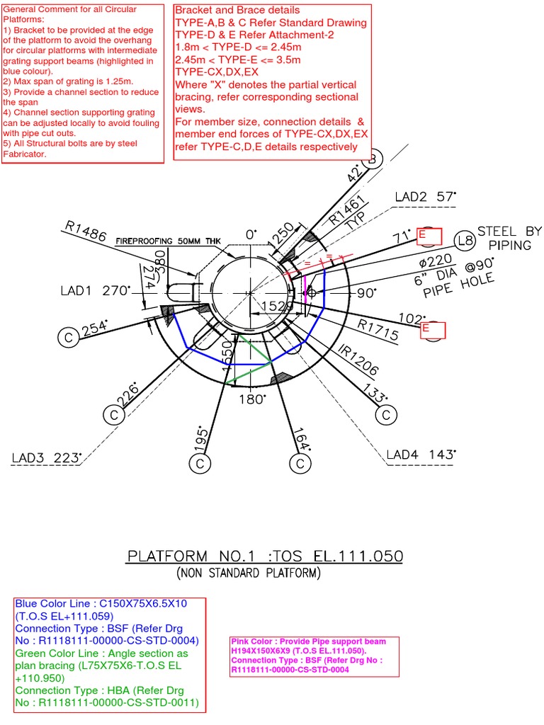Blue Color Line: C150X75X6.5X10 (T.O.S EL+111.059) Connection Type: BSF ...
