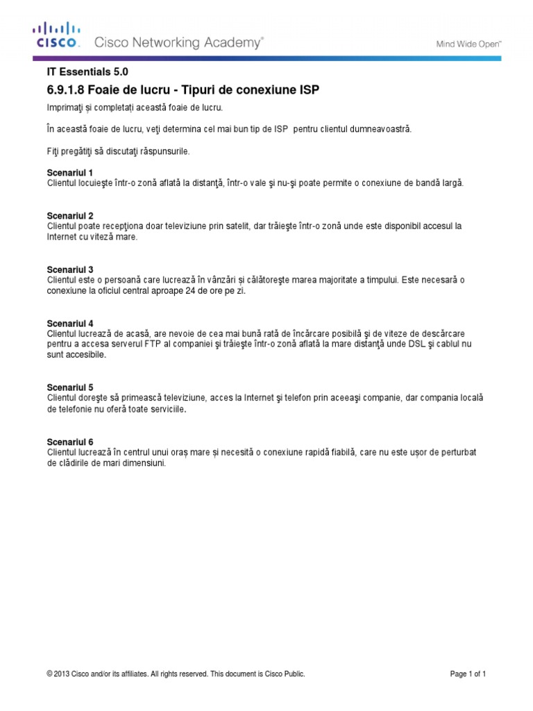 6.9.1.8 Worksheet - ISP Connection Types | PDF
