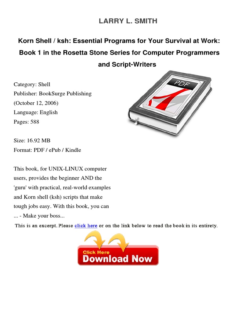 Korn Shell KSH Essential Programs For Larry PDF Scripting Language