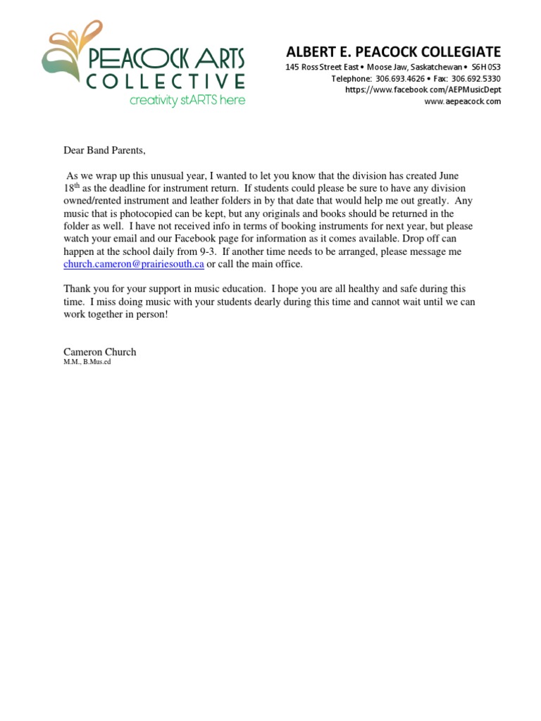 Instrument Collection Letter | PDF | Art