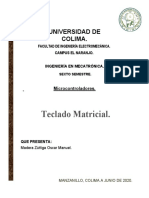 Teclado Matricial.: Universidad de Colima